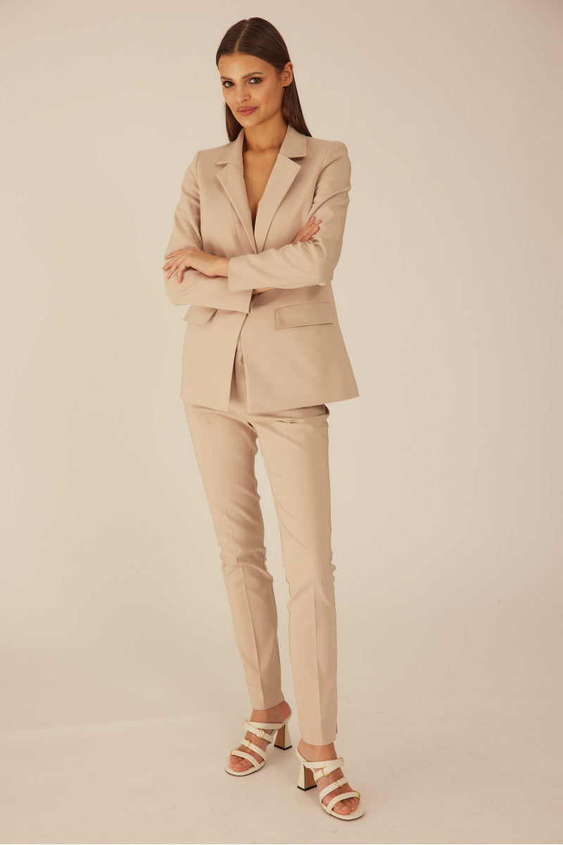 Klasyczne spodnie cygaretki różowy beż