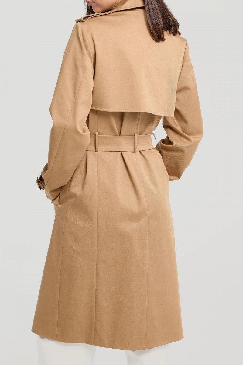 Klasyczny bawełniany trencz karmelowy beż