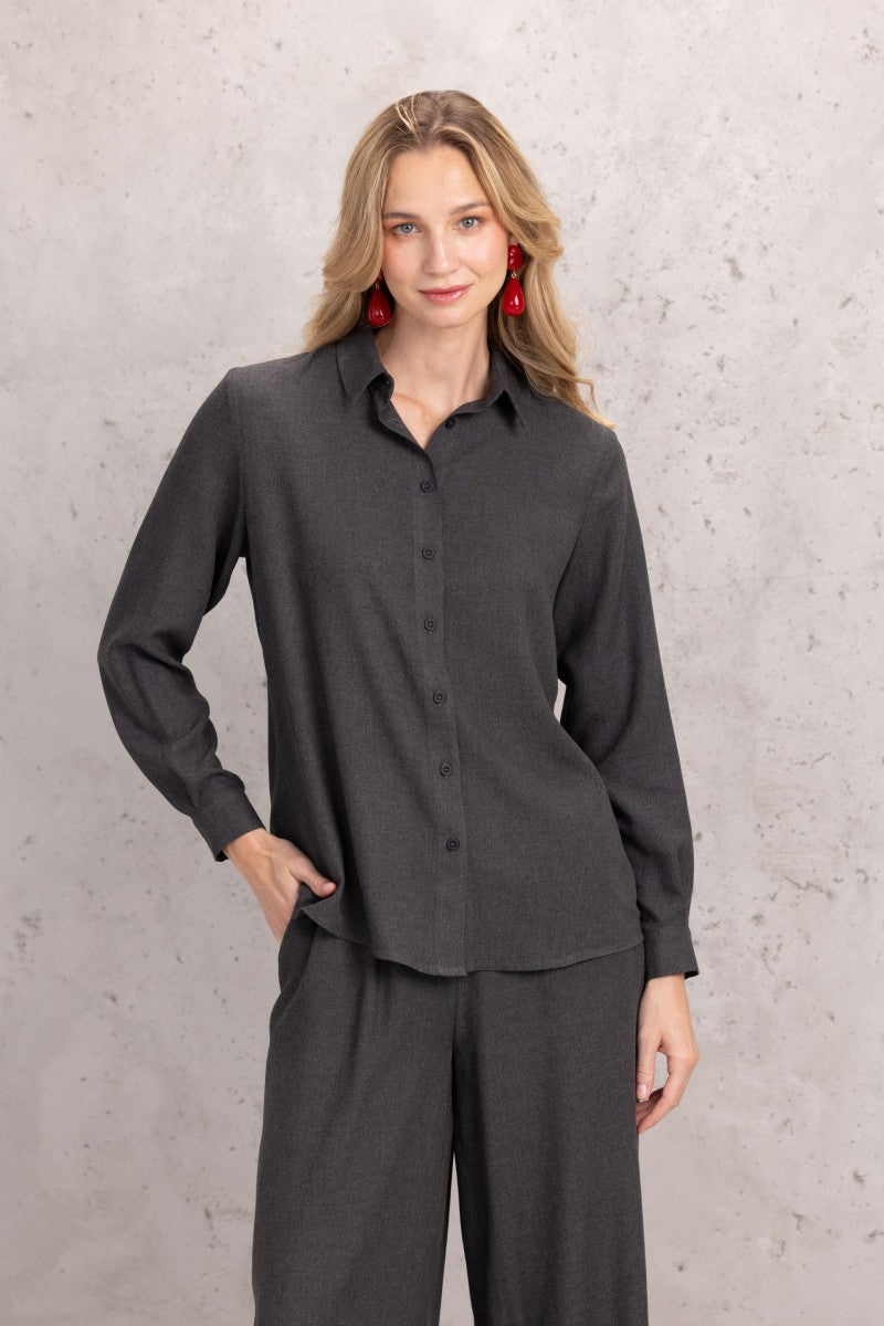 Koszula o swobodnym kroju antracytowa