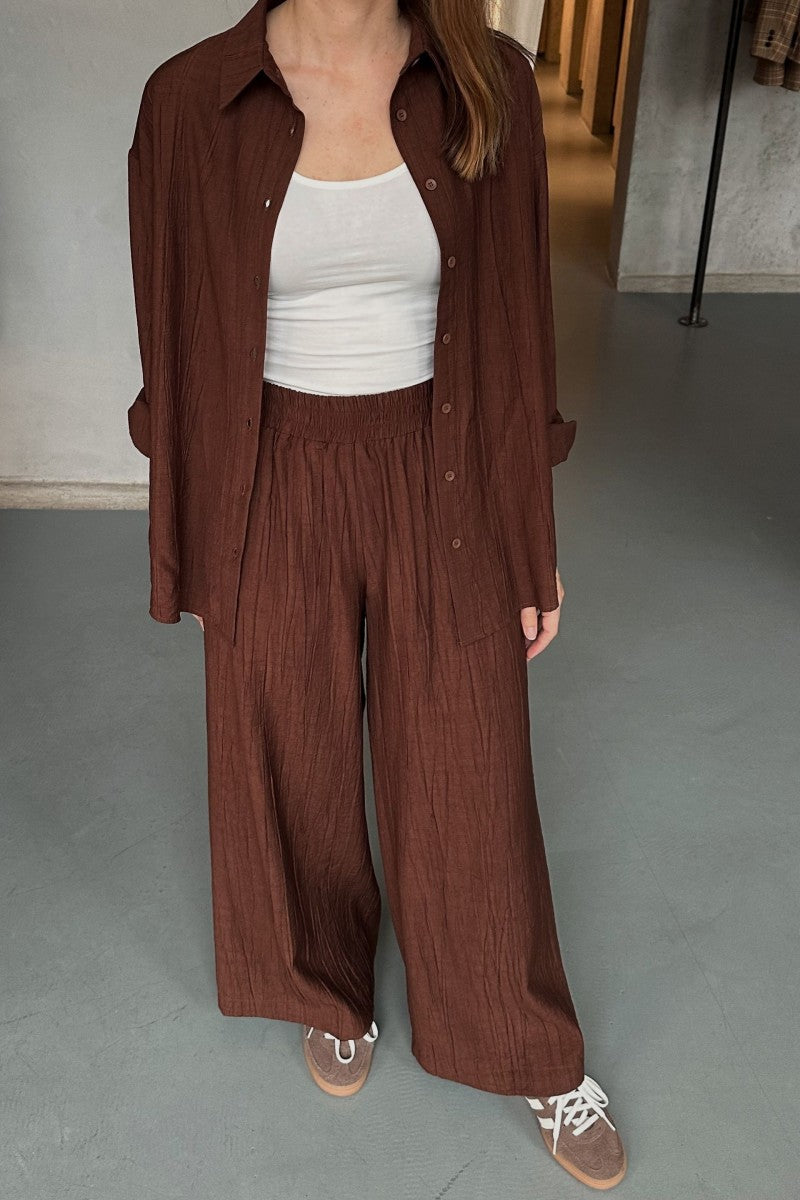 Chocolate Chili Crinkled Viscose Shirt