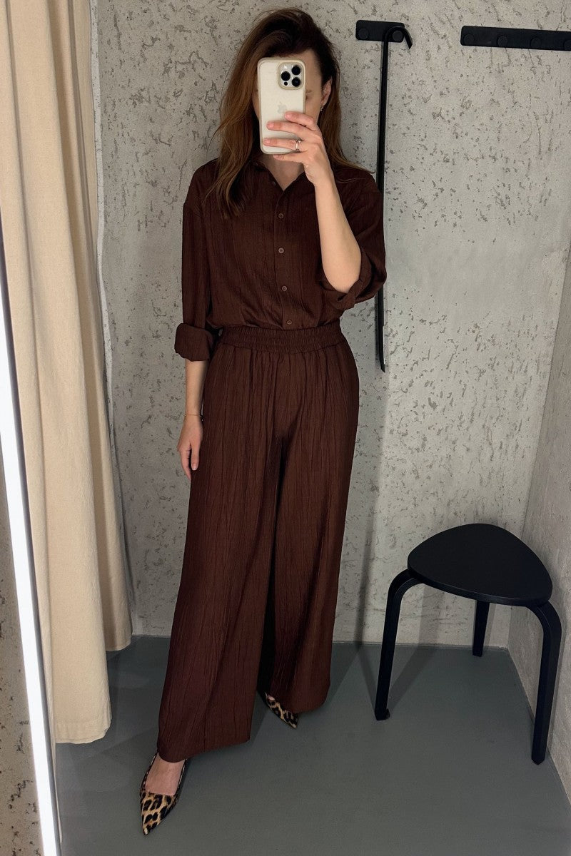 Chocolate Chili Crinkled Viscose Shirt