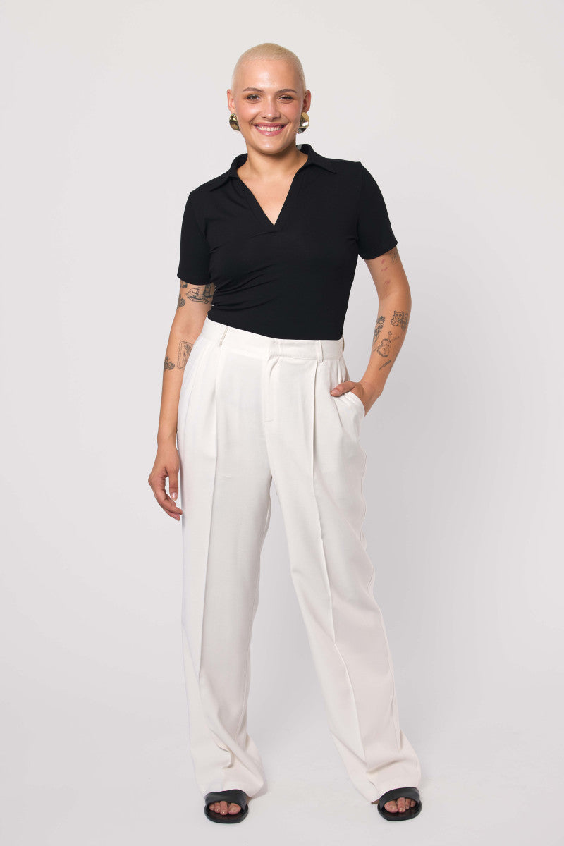 Black short-sleeved polo shirt