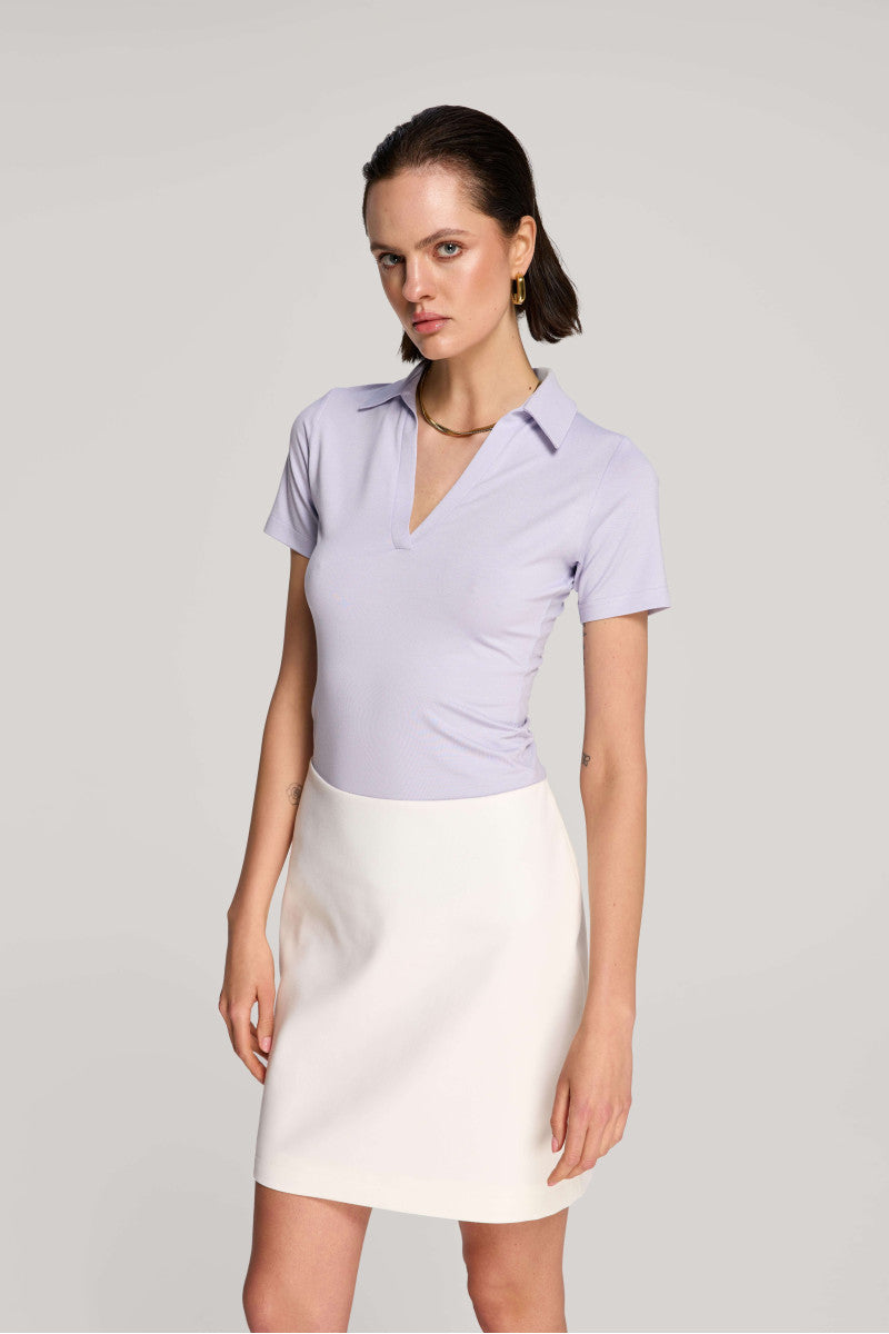 Koszulka polo z krótkim rękawem liliowa