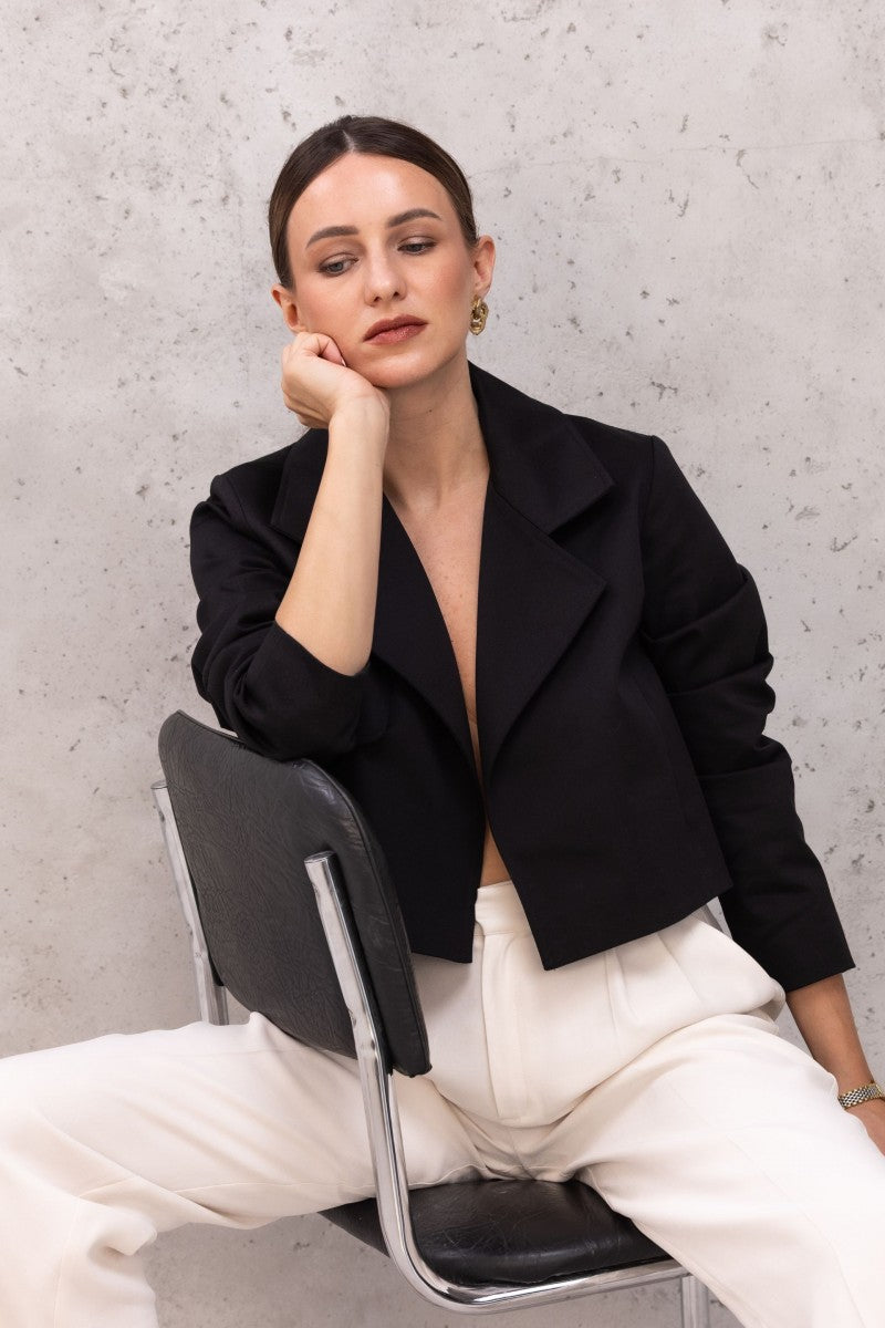 Short black trench coat