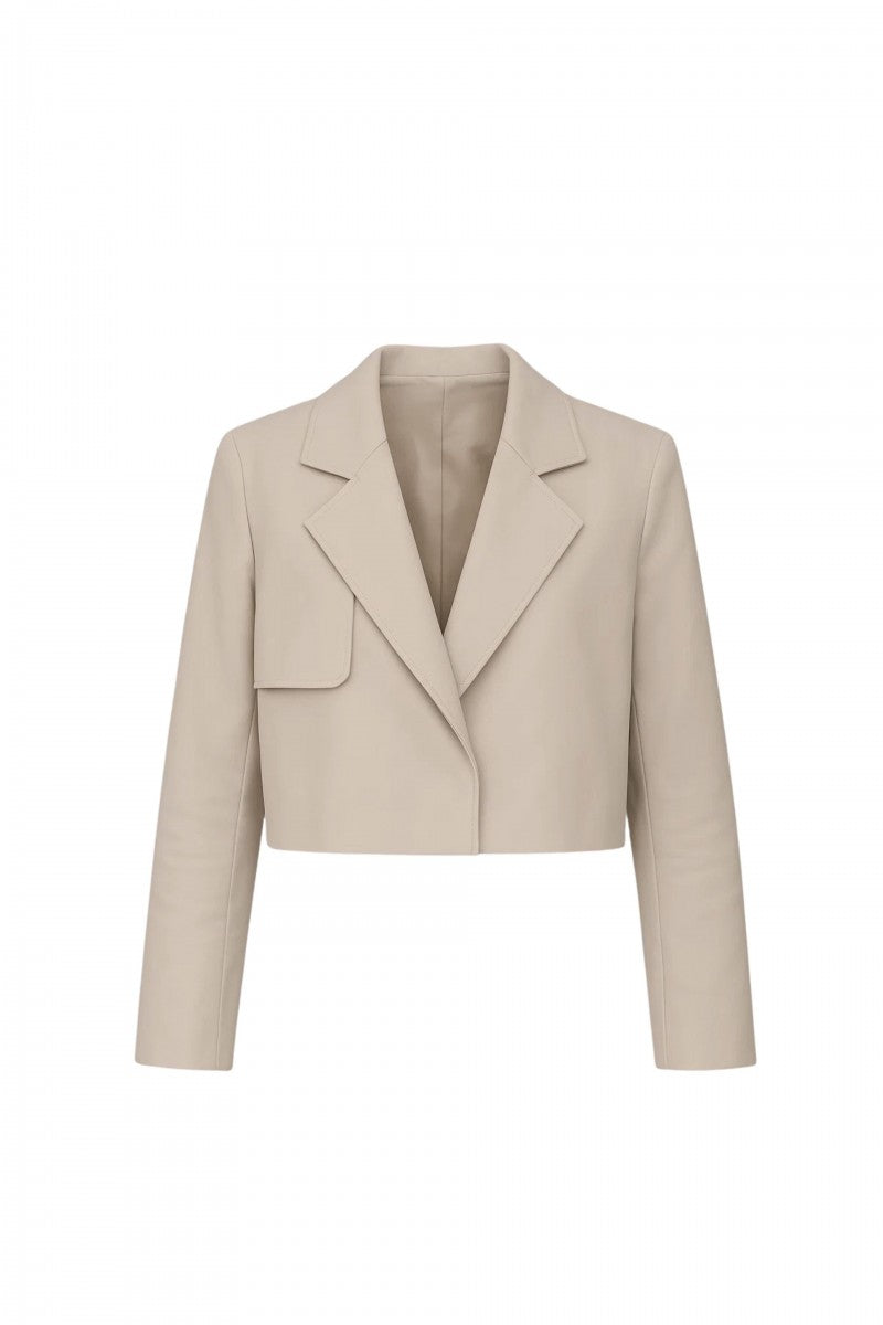 Krótki trencz piaskowy