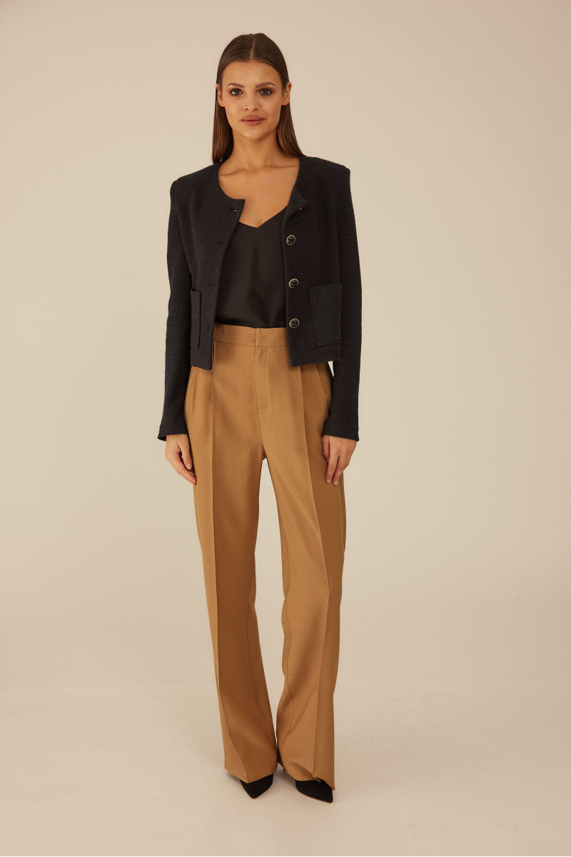 Short black bouclé jacket