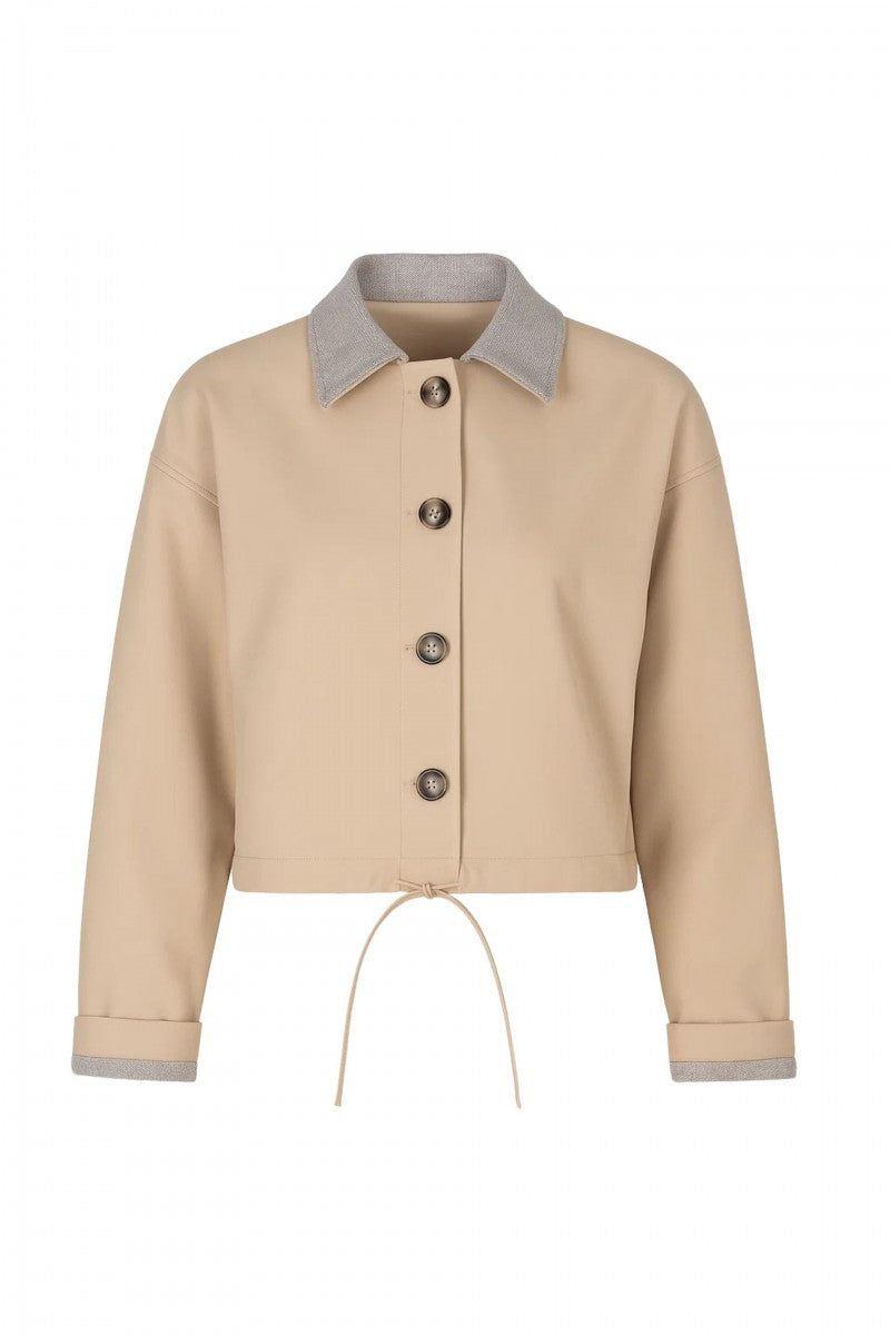 Kurtka typu trencz z kontrastowym kołnierzem czarny