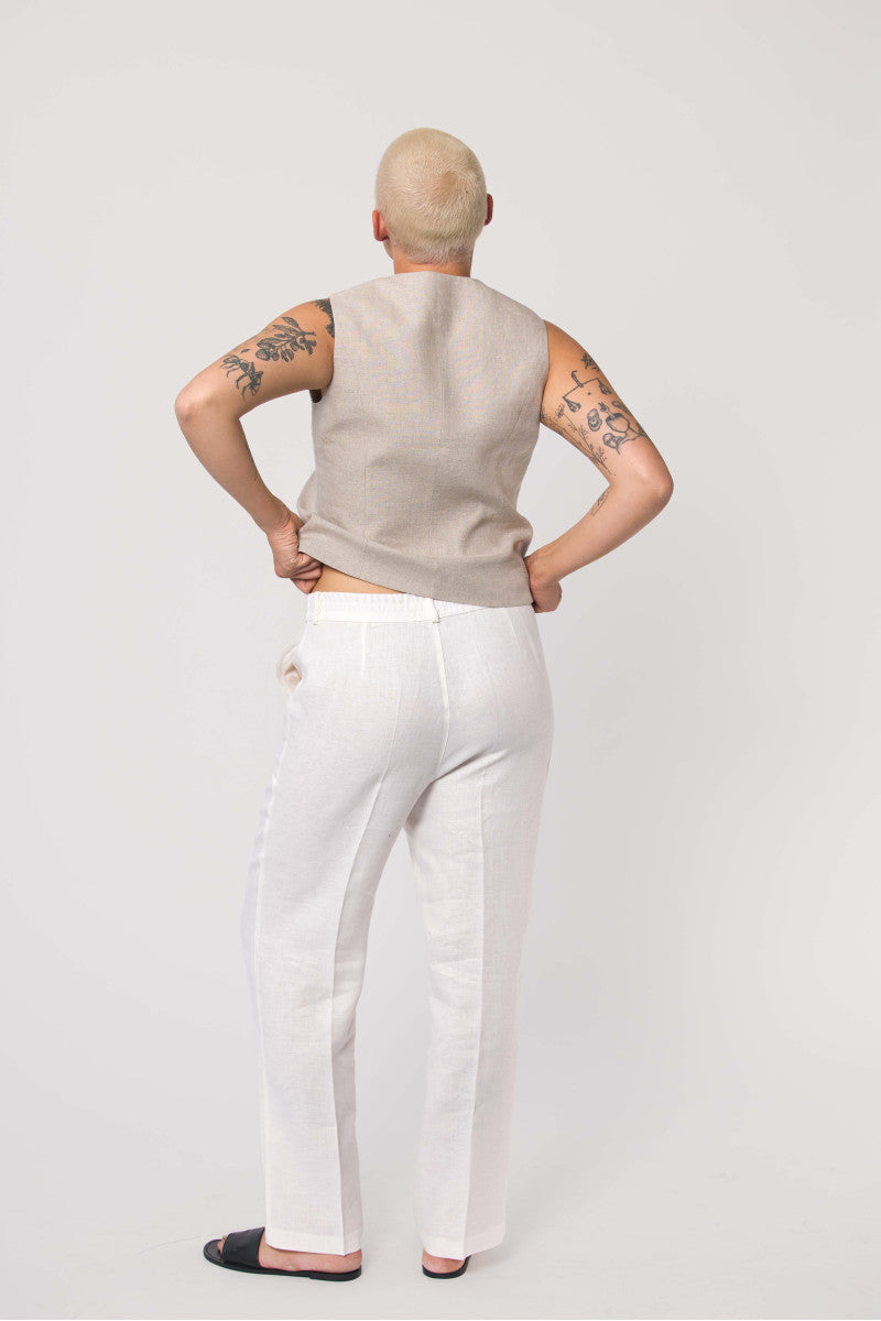 Beige linen vest