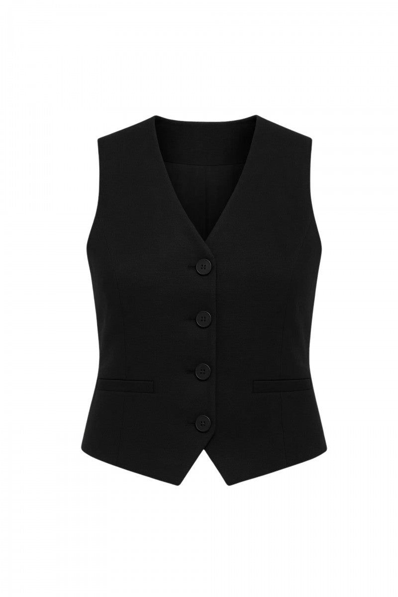 Black linen vest