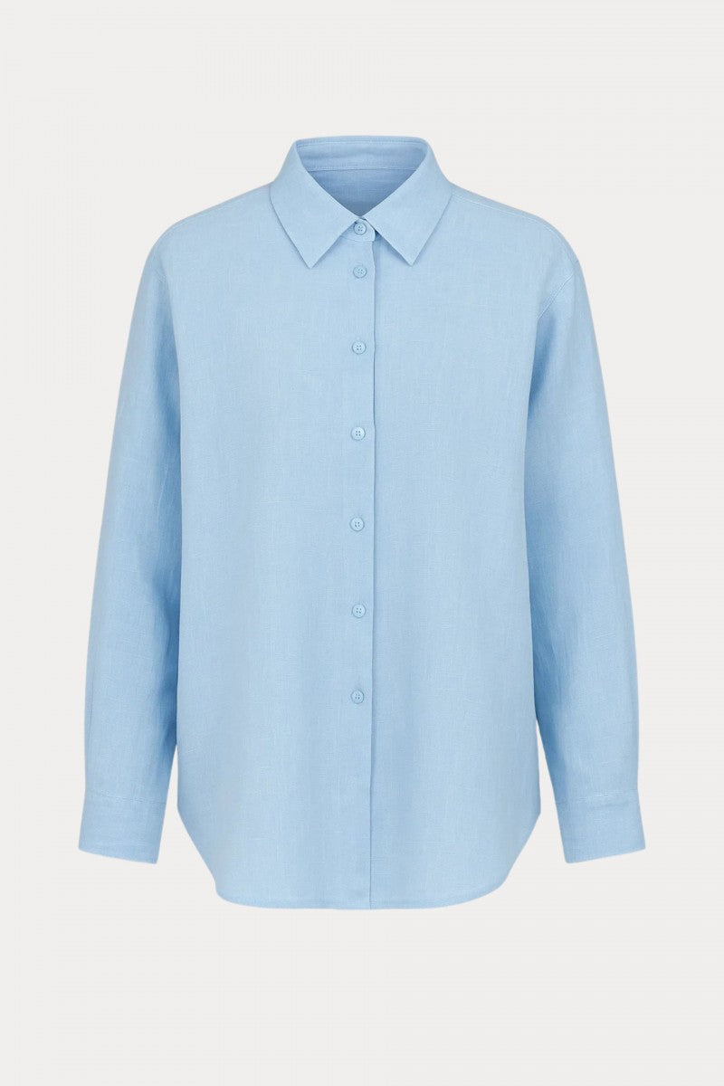 Light blue linen loose shirt
