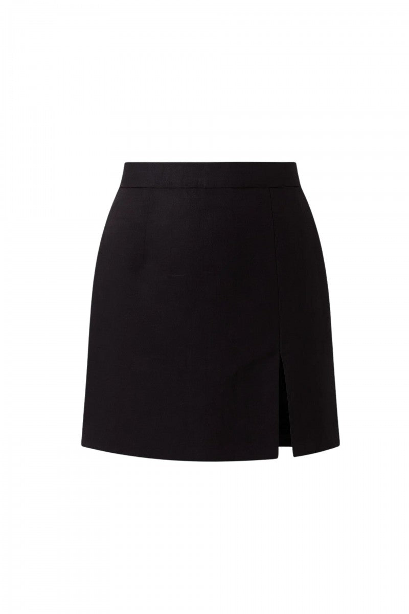Black linen skirt with a slit