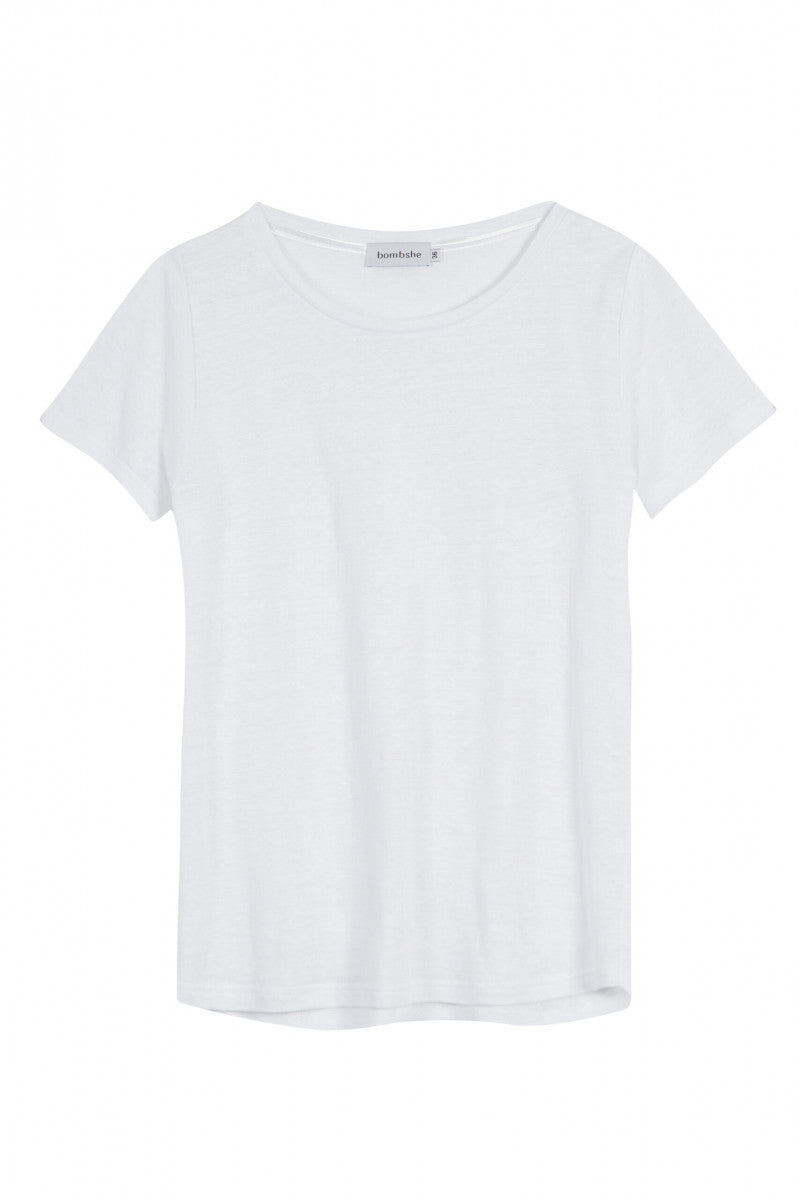 Lniany t-shirt biały - packshot