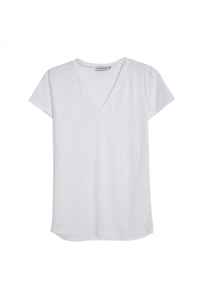 White linen v-neck t-shirt