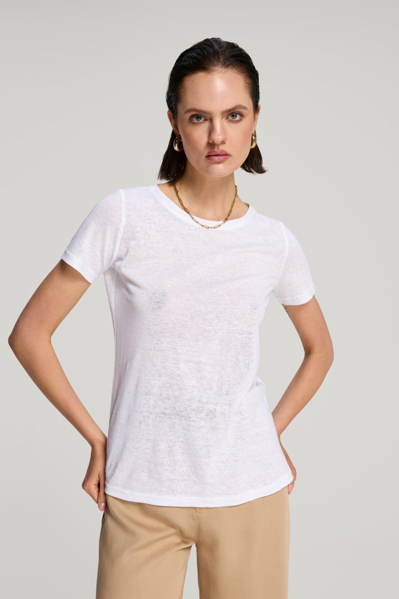 Lniany t-shirt biały