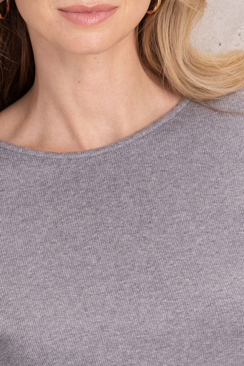 Longsleeve with a ribbed structure, gray