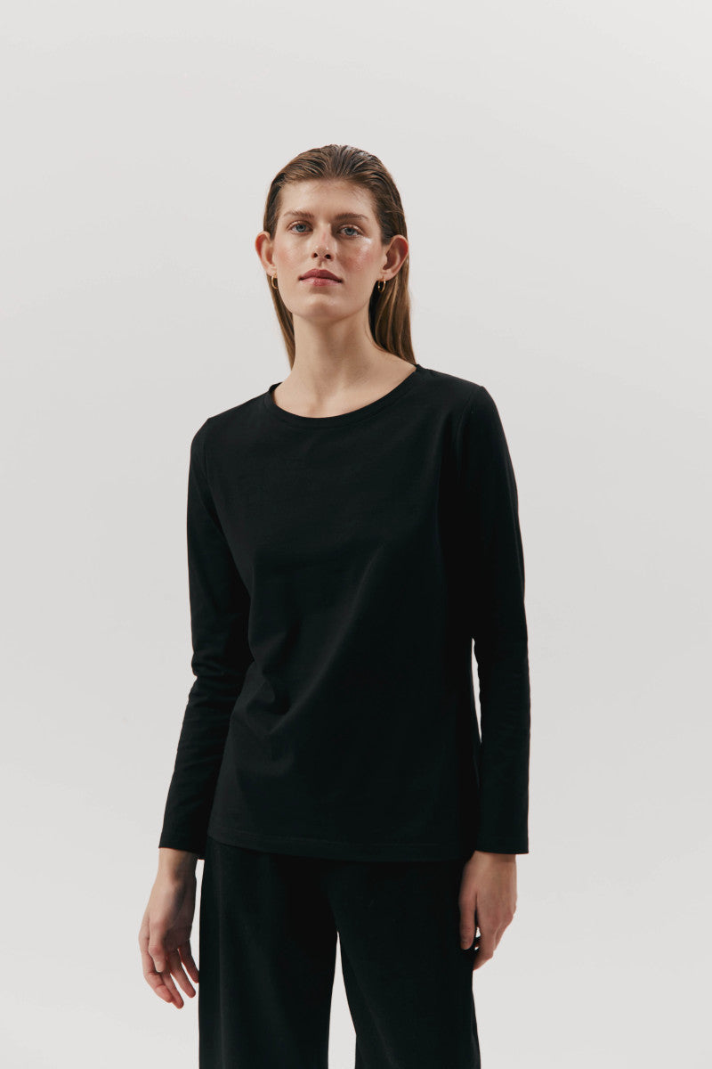 Longsleeve typu basic czarny