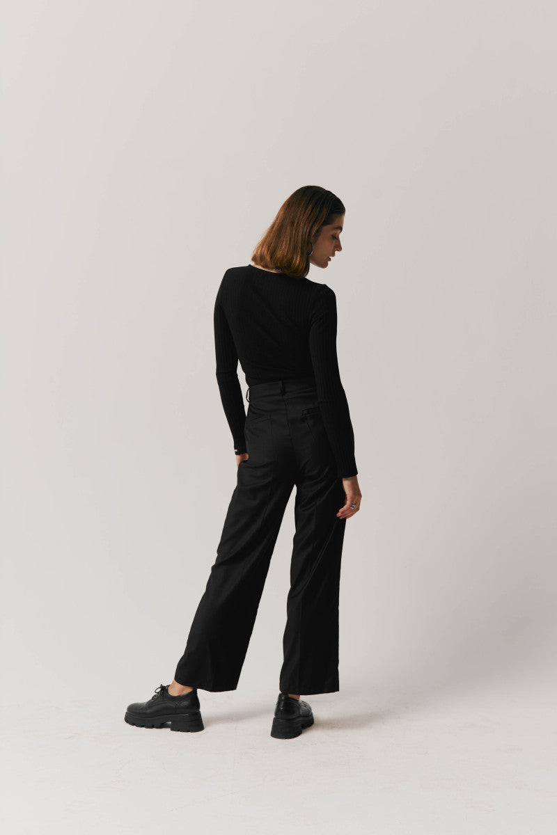 Longsleeve w prążek czarny