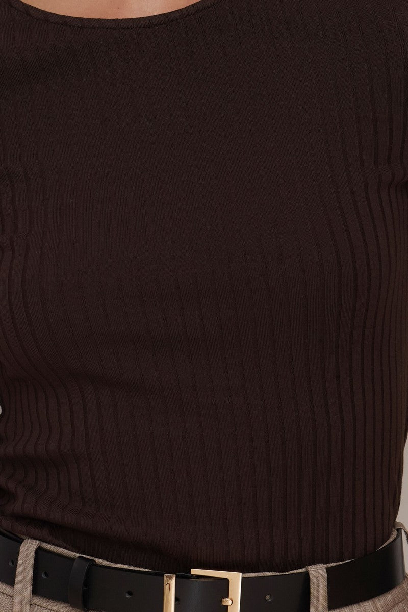 Longsleeve with a wider stripe, dark chocolate