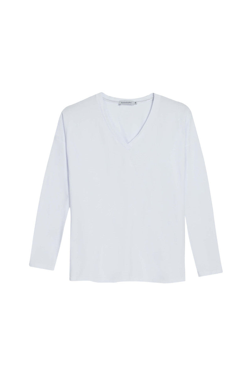 Longsleeve z dekoltem typu v czarny