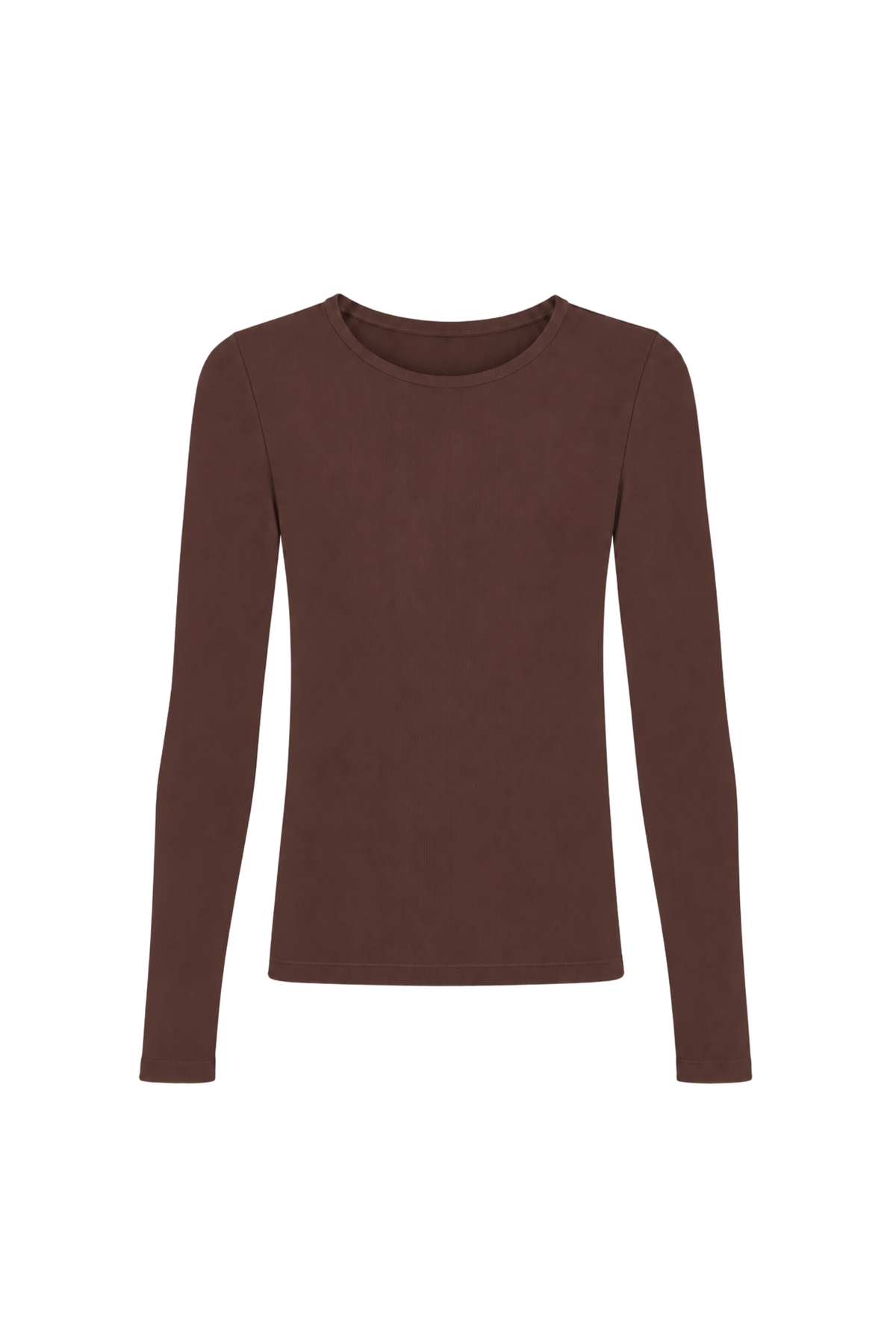 Longsleeve z wiskozy w drobny prążek czekolada - packshot