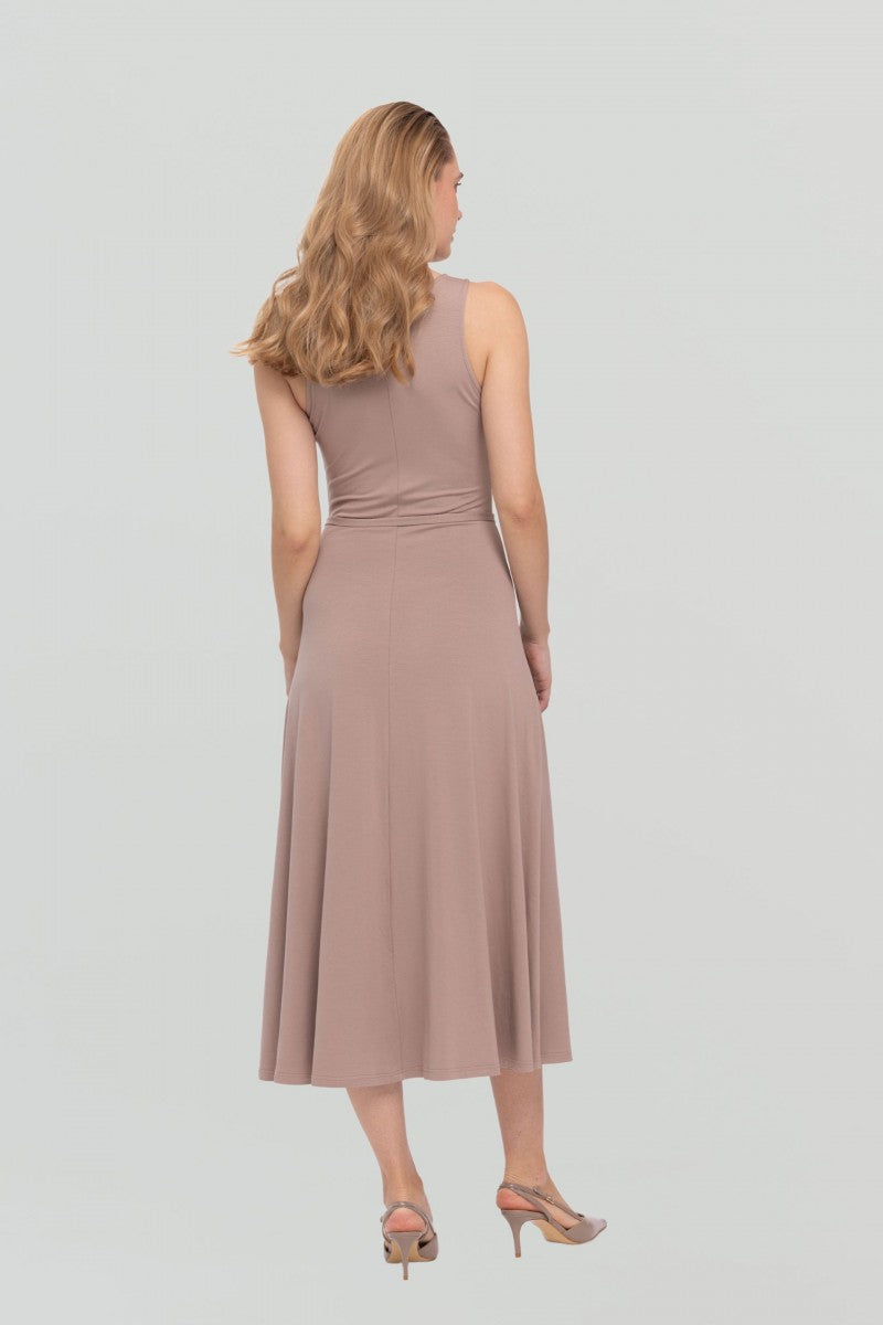 Loose maxi dress with additional belt mocha