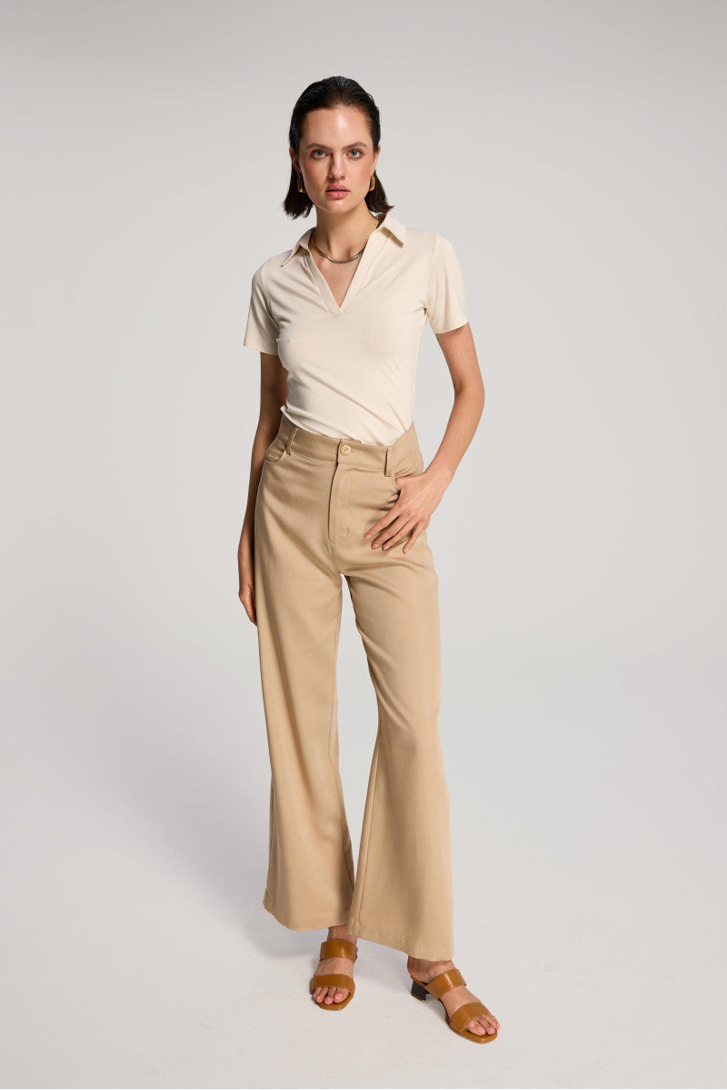 Loose beige lyocell trousers