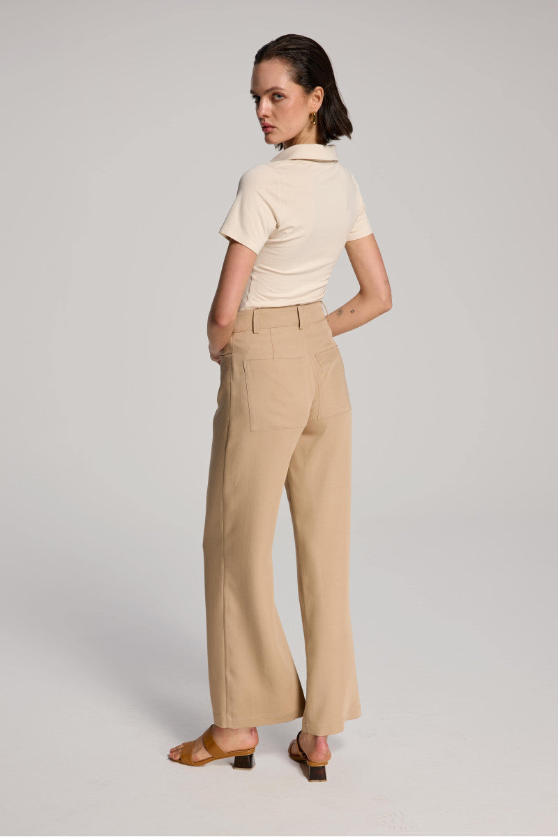 Loose beige lyocell trousers