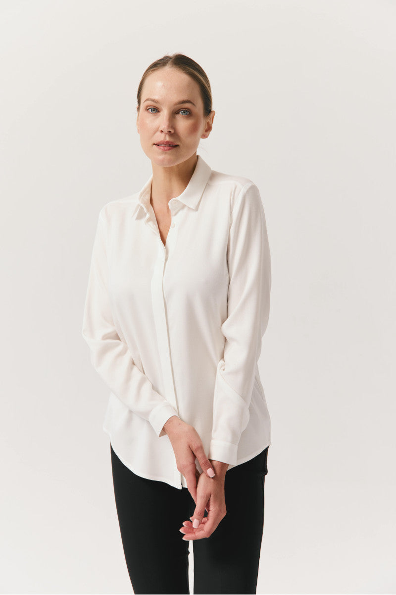 Prosta koszula z wiskozy śmietankowa