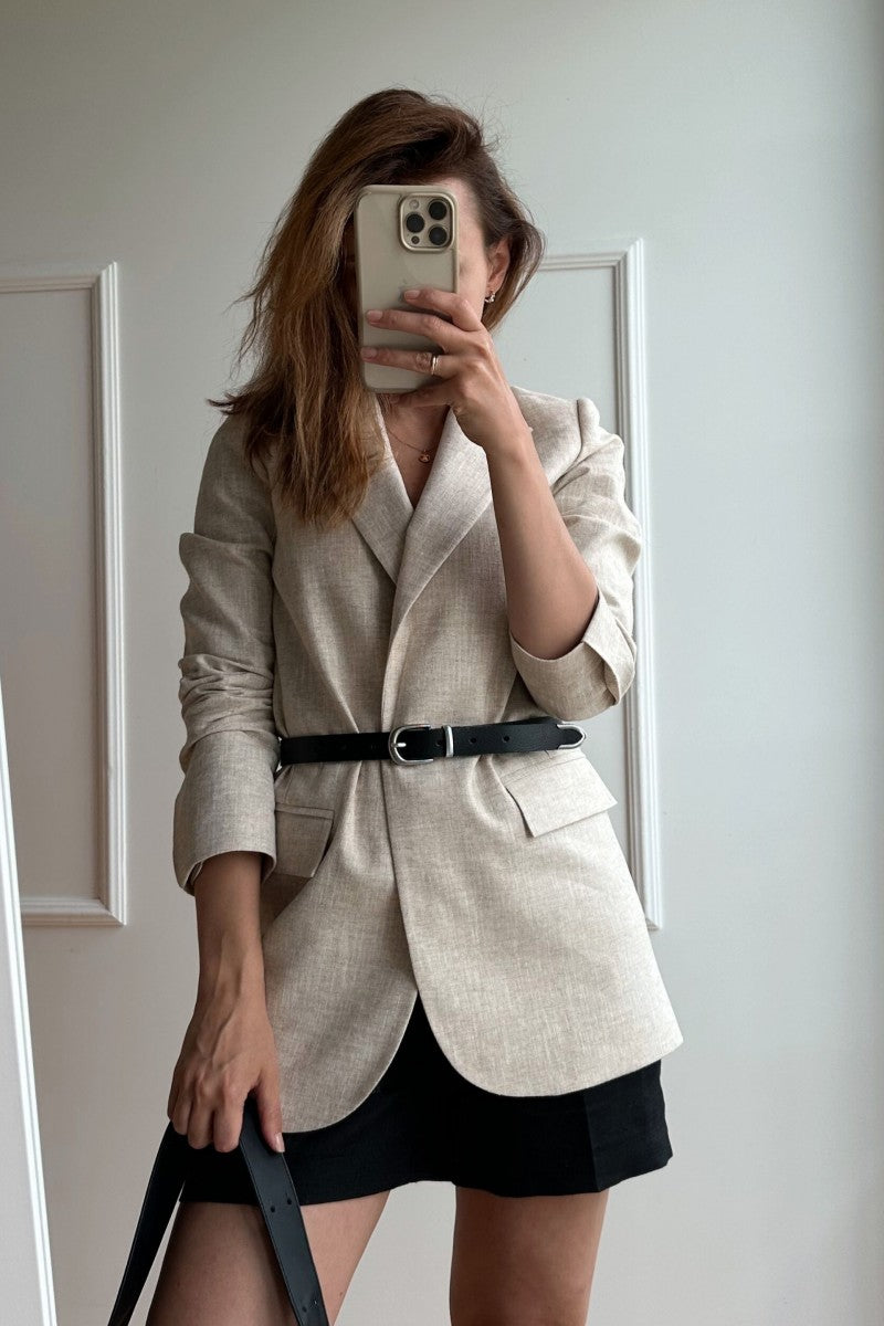 Skórzany pasek 2,5 cm z ozdobną klamrą srebrny