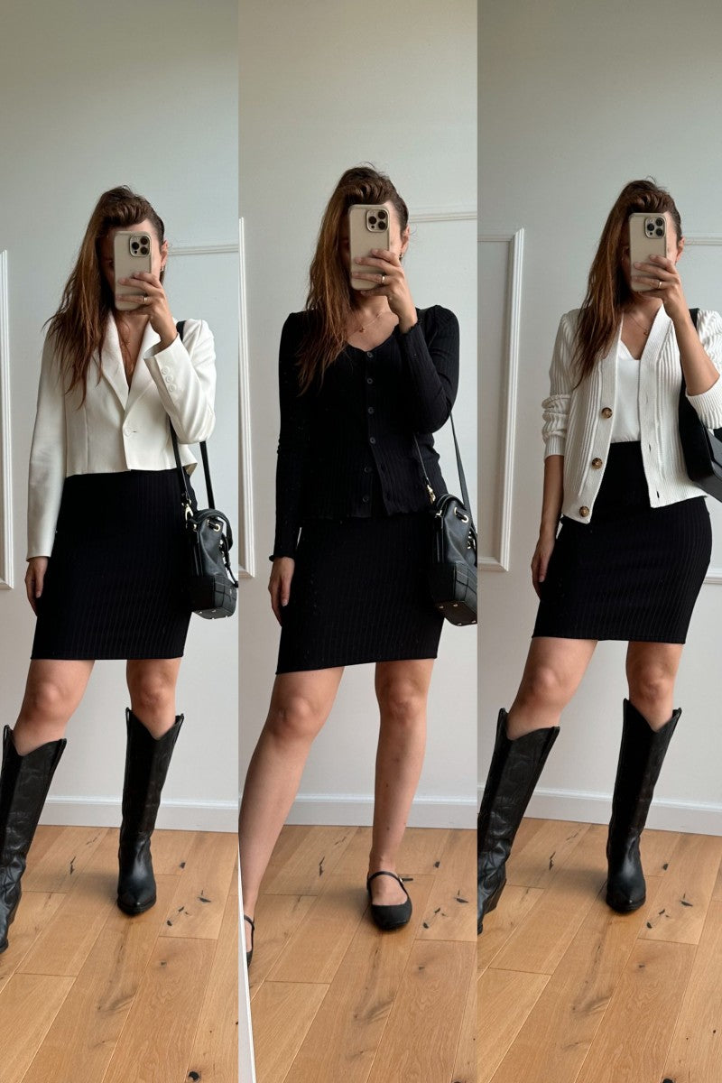 Black knitted mini skirt