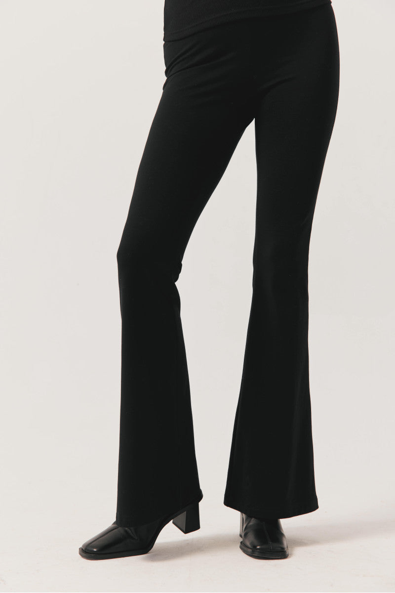 Spodnie dzwony z bawełnianej dzianiny czarny