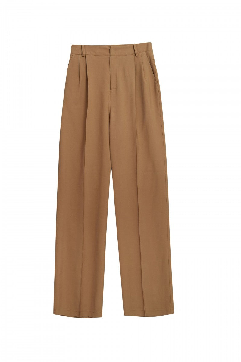 Caramel wide-leg trousers