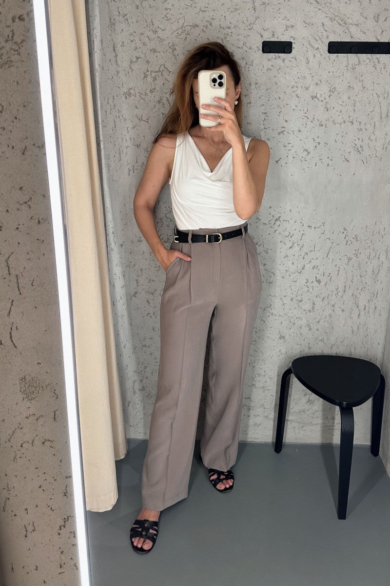 Taupe wide leg trousers