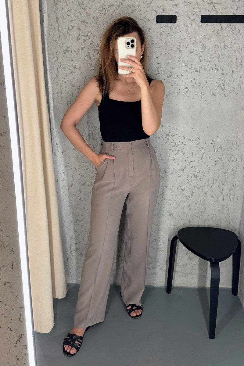 Taupe wide leg trousers