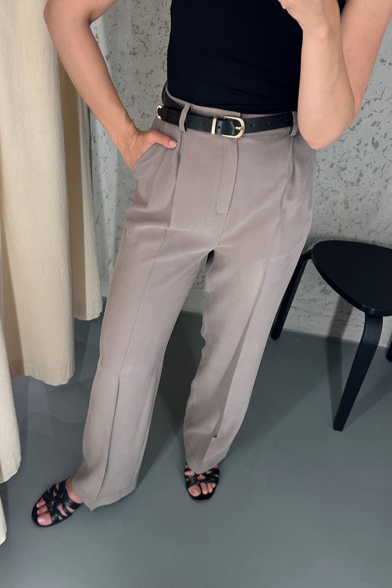 Spodnie z szeroką nogawką taupe