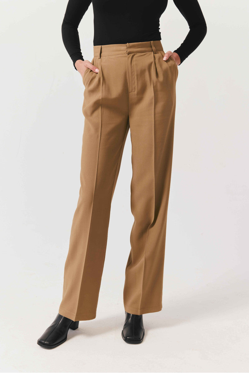 Caramel wide-leg trousers