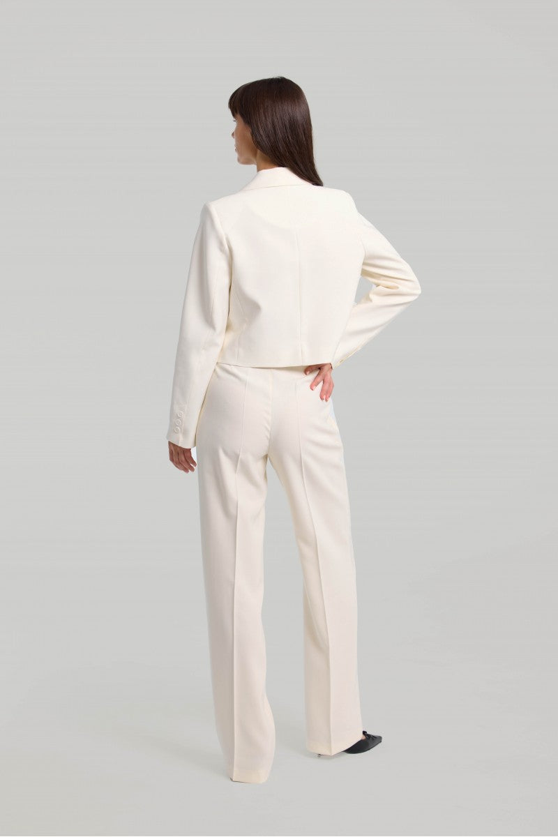 Spodnie z szeroką nogawką śmietankowa