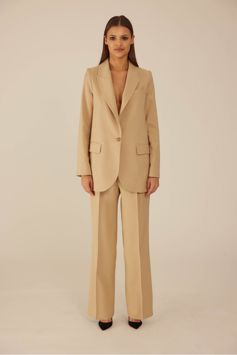 Spodnie z szeroką nogawką beżowe