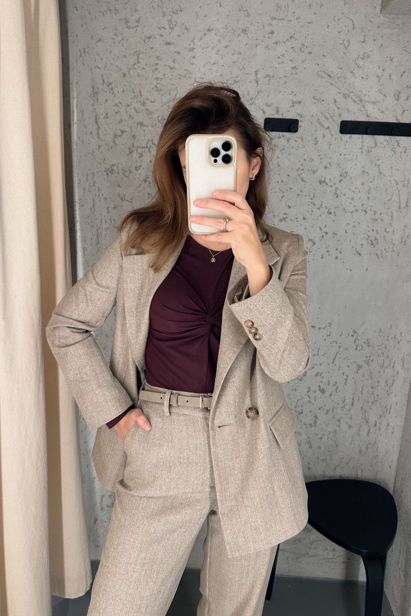 Herringbone Merino Wool Trousers