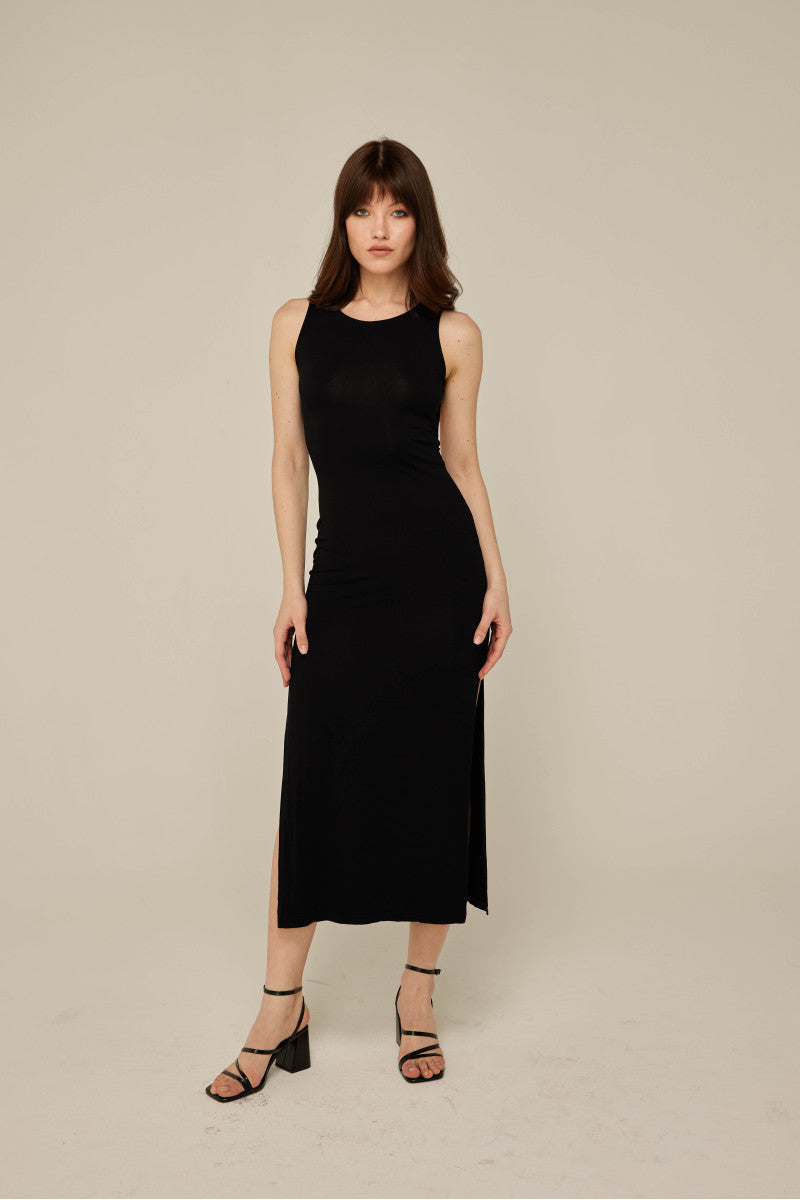 Sukienka maxi bez pleców czarna