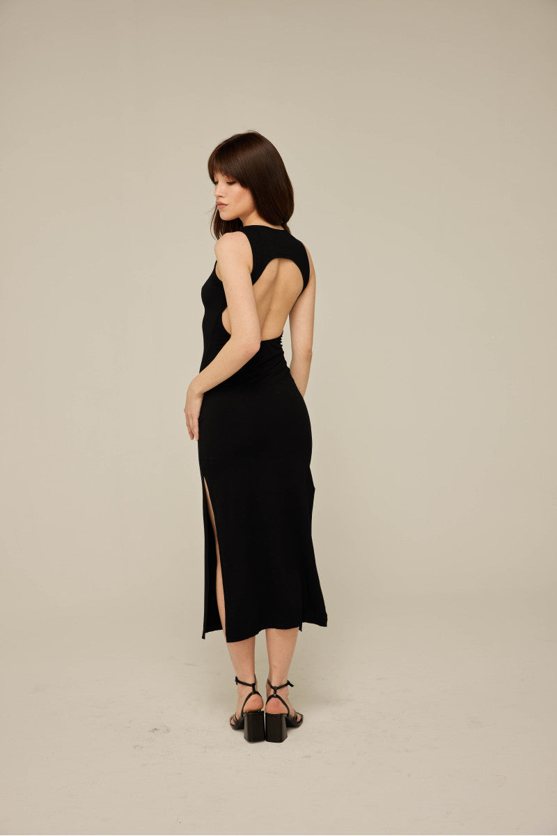 Sukienka maxi bez pleców czarna