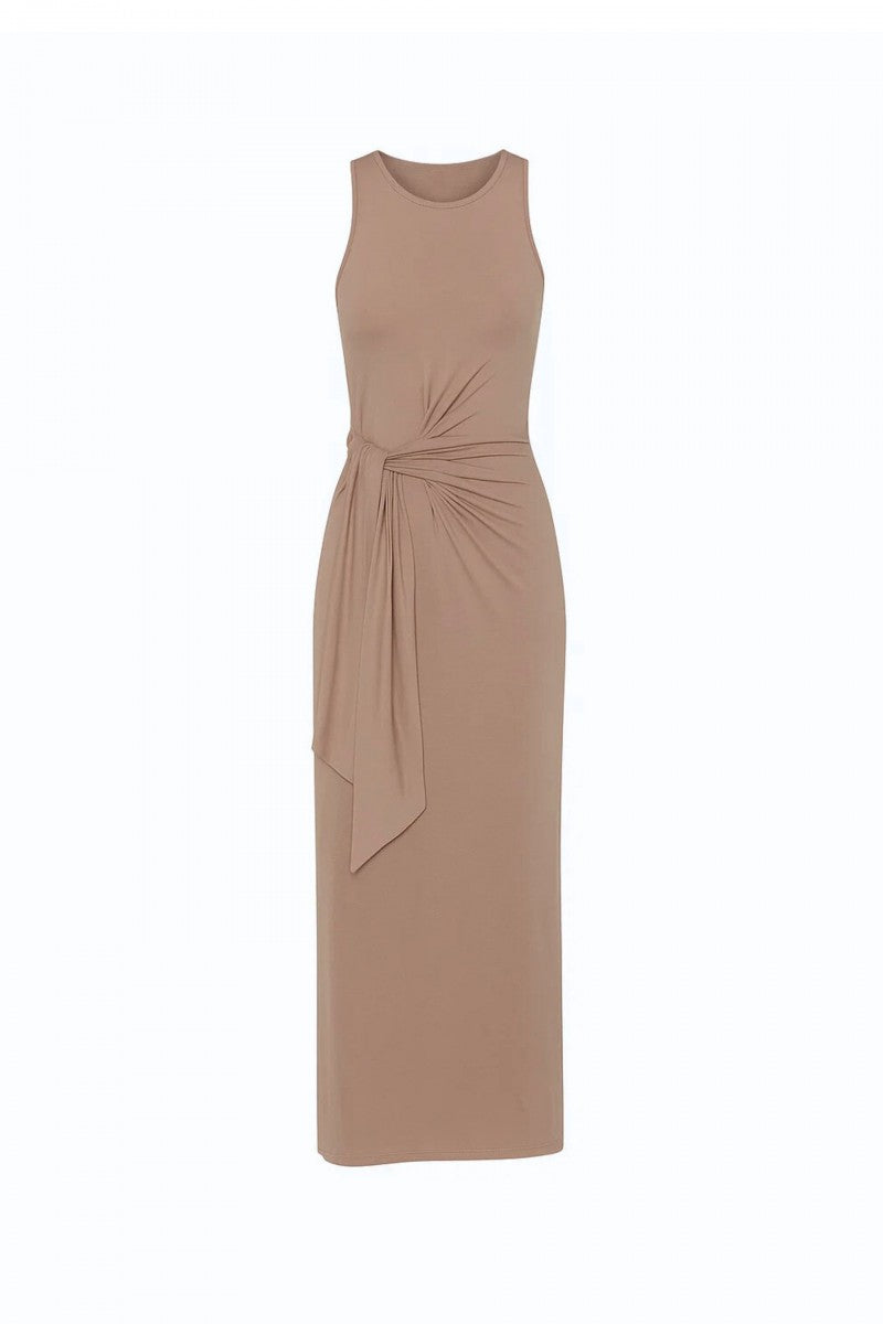 Sukienka maxi z supłem capuccino