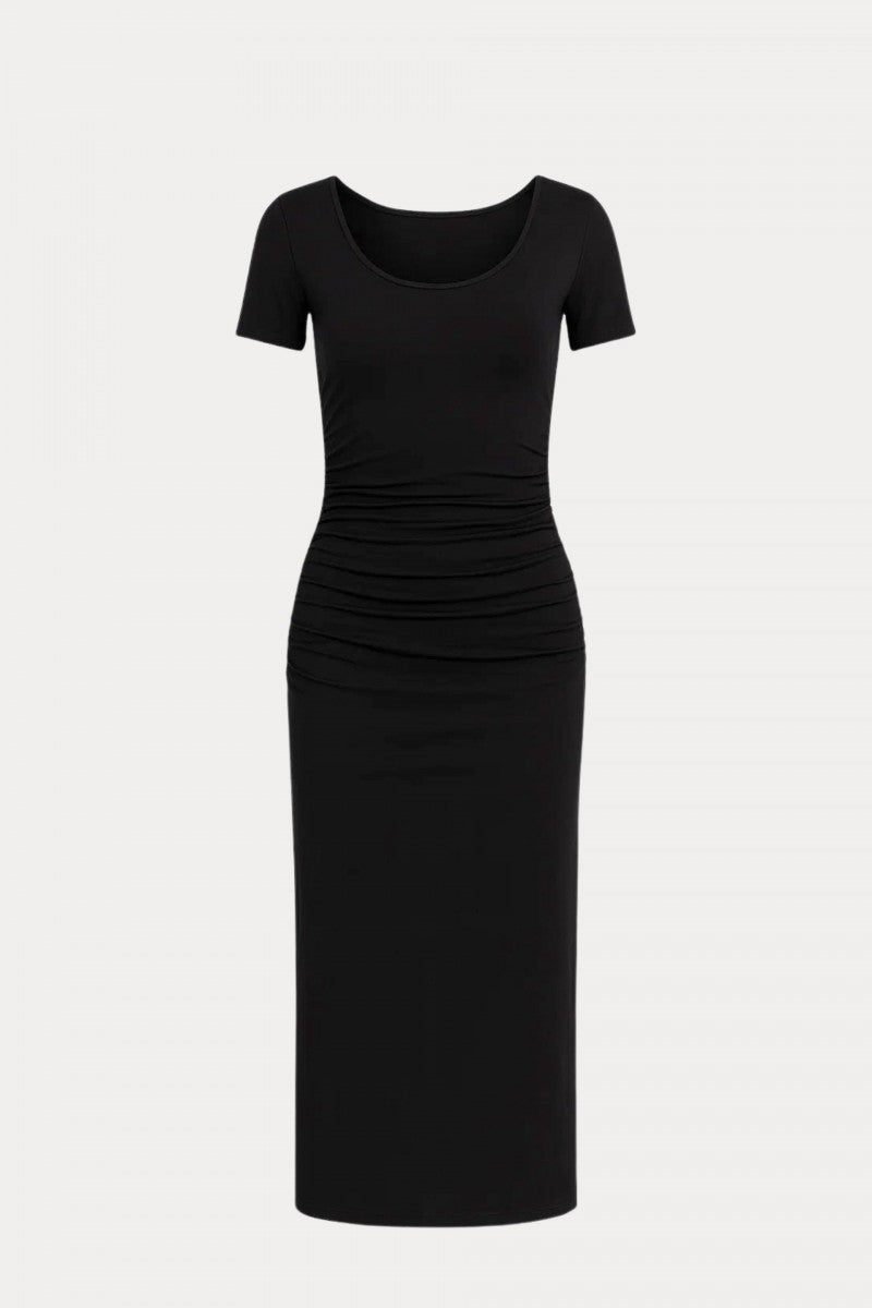 Sukienka midi z drapowaniem czarna