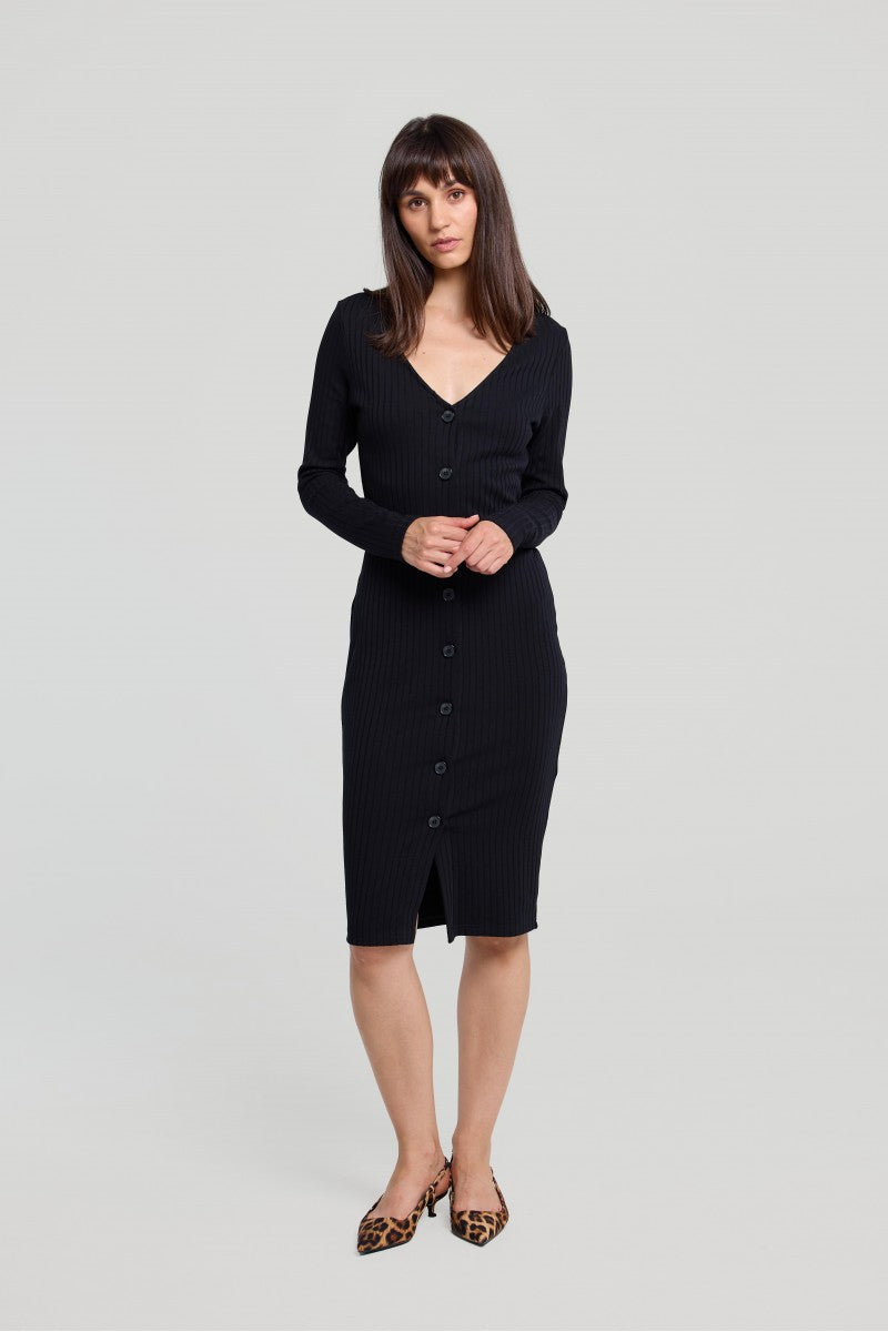 Sukienka midi z guzikami czarna