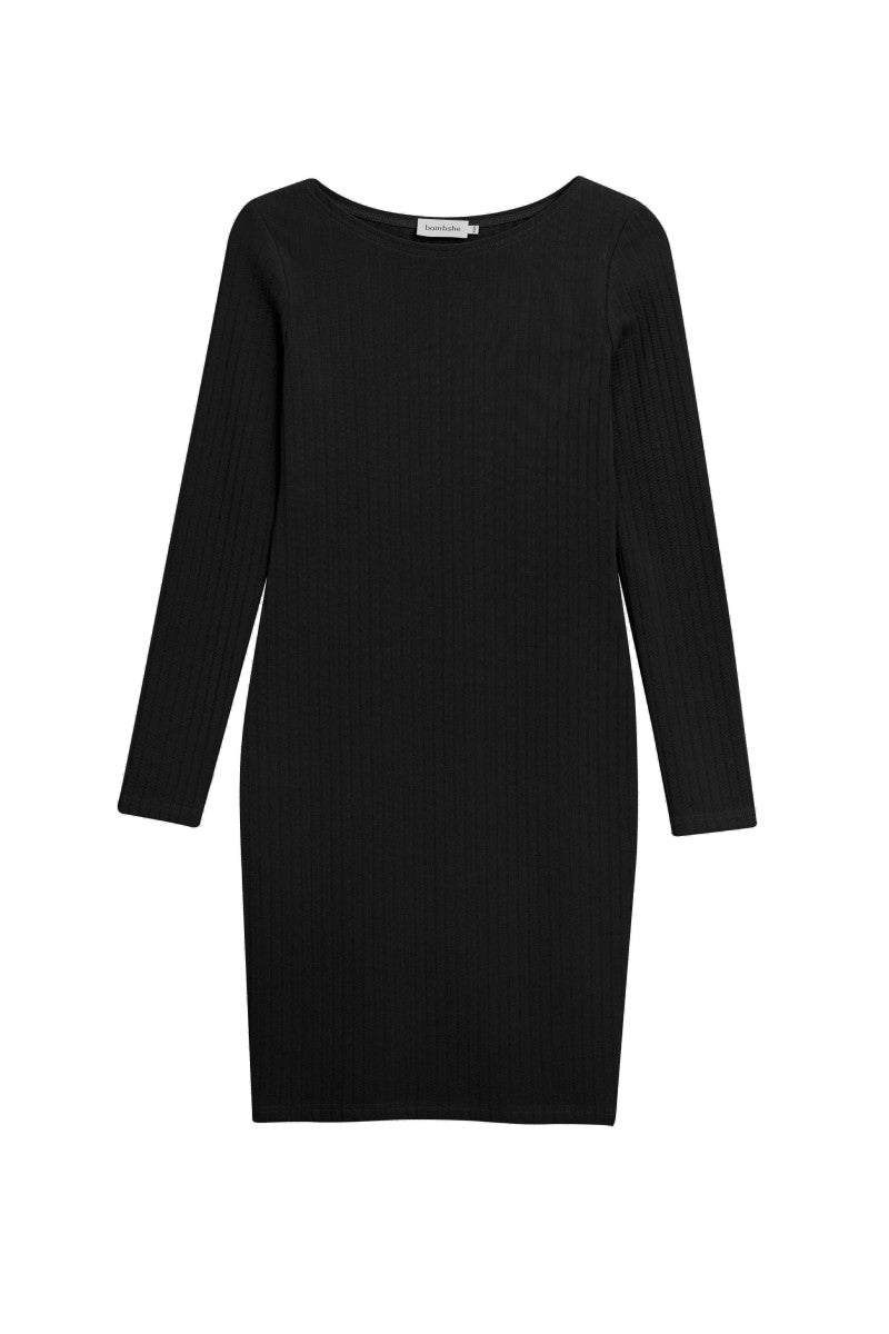 Sukienka mini z prążkowanej bawełny czarna