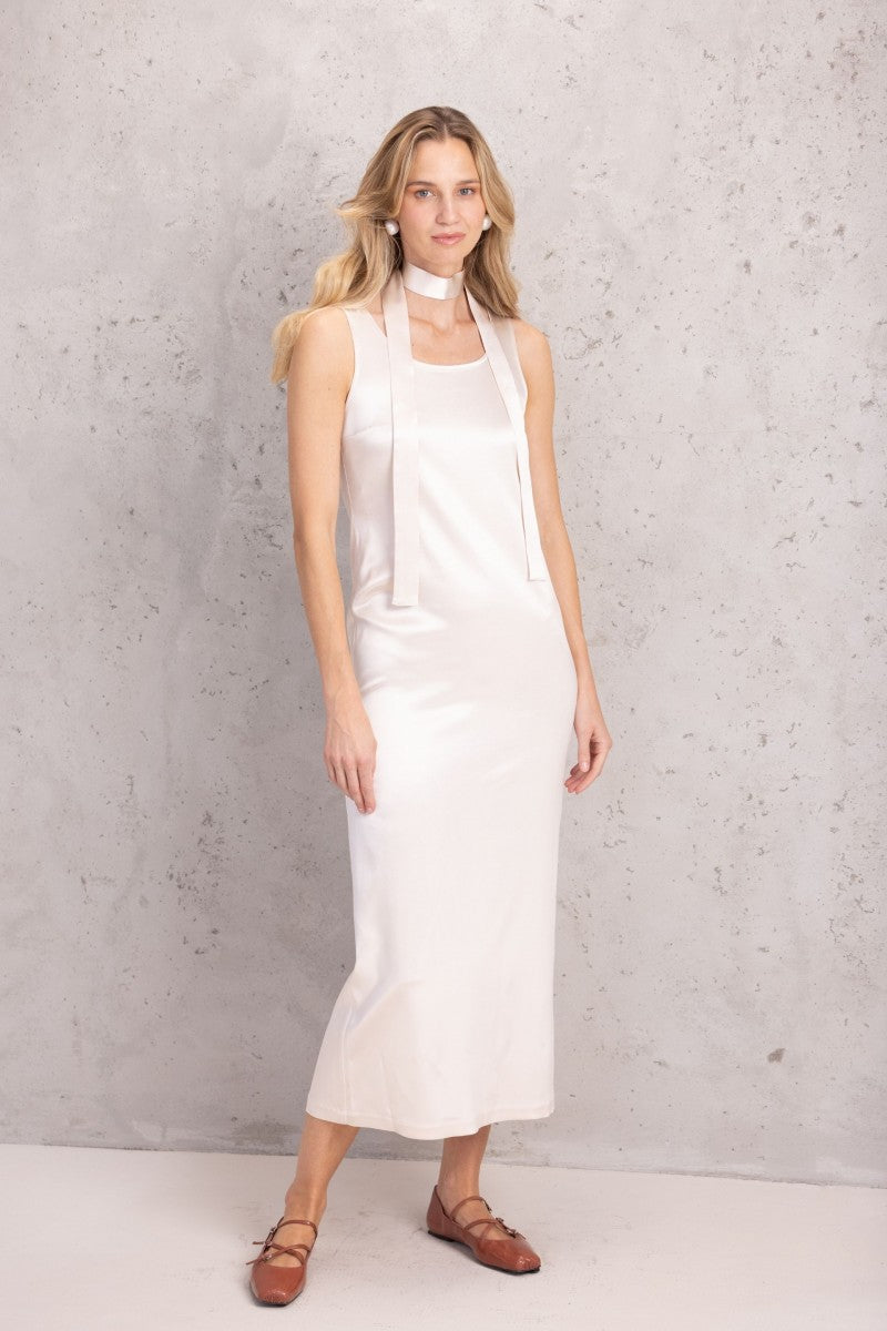 Sukienka satynowa złota perła