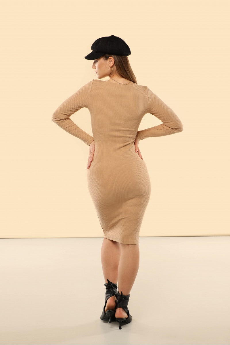 Caramel square neck dress