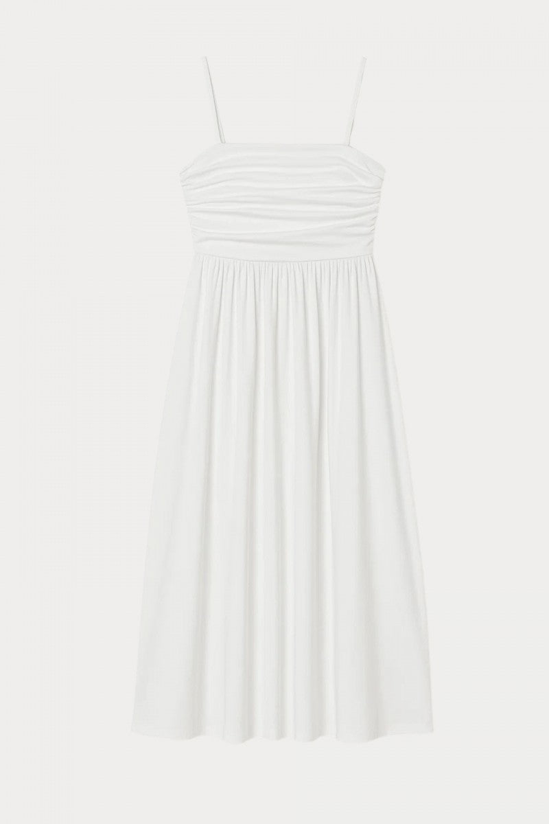 White ruched dress with detachable straps