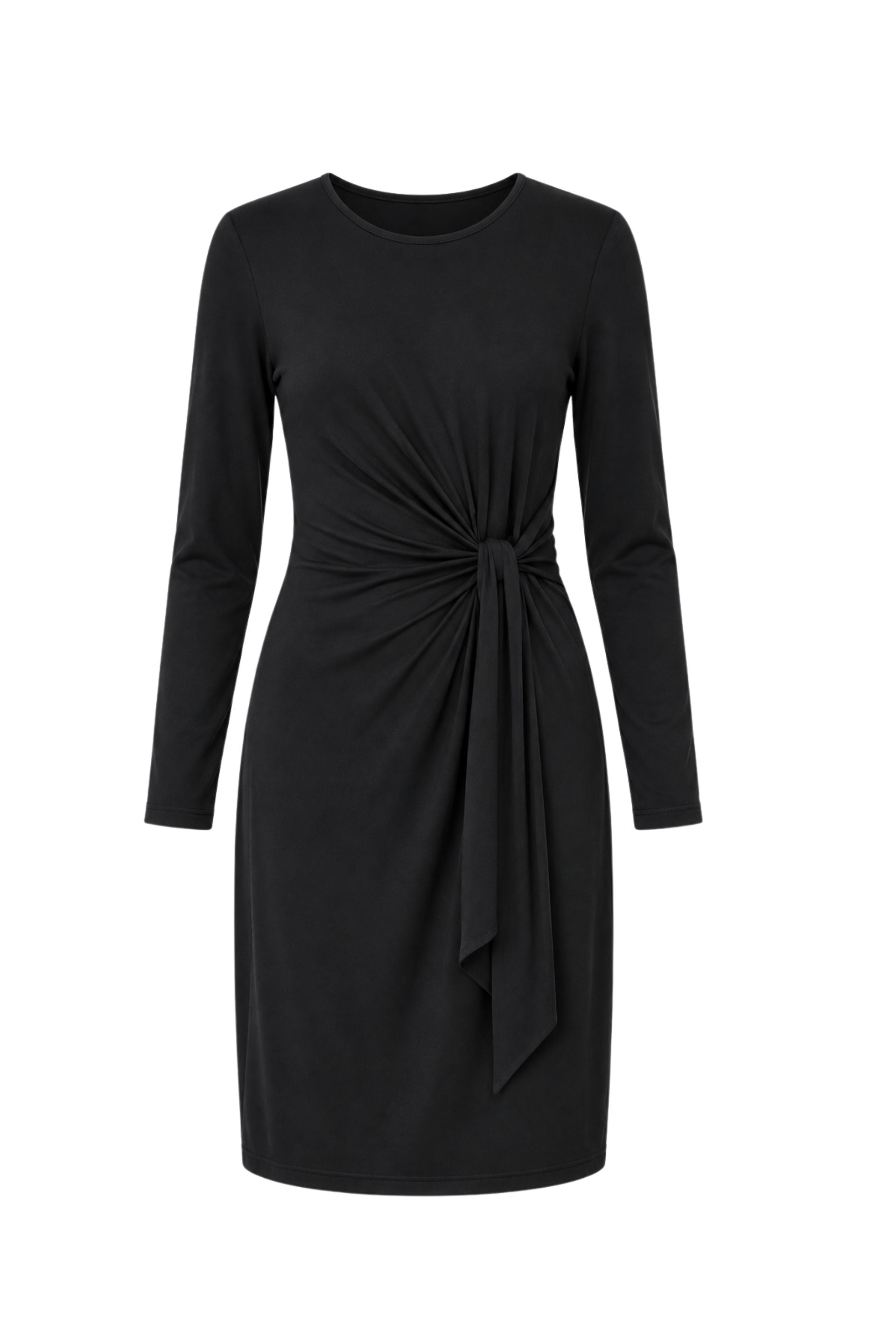 Dark chocolate long sleeve mini dress with knot