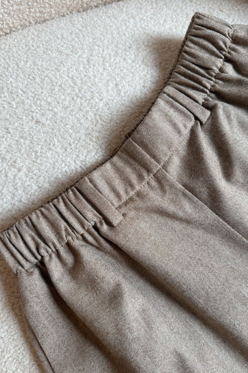 Beige herringbone merino wool shorts